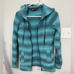 Under Armour Home Sweet Home Winter Jacket Blue Striped Fleece Full Zip Womens S